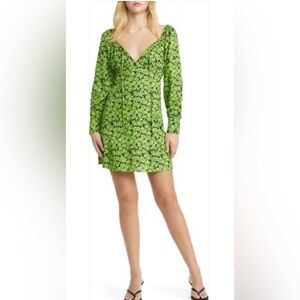 Topshop Long Sleeve Dress In Green And Black Size 6 NWOT